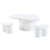 Cloud - Coffee Table (Set of 3), Irregular Shape Coffee Table With 2 Drawers, 2 Small Stools For Living Room - White - Image 8