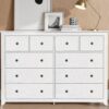 9 Drawer Dresser For Bedroom Ample Storage Wide Chest, Sturdy & Safe - Antique White - Image 2