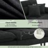 L Shaped Convertible Sectional Sofa 4 Seat Tufted Couch Set With Two Tone Adjust Legs Cloud Movable Ottoman - Black - Image 22
