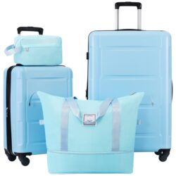 2 Piece Luggage Set With Bags Expanable Spinner Wheels ABS Lightweight Suitcase With Tsa Lock 20" / 28" - Light Blue