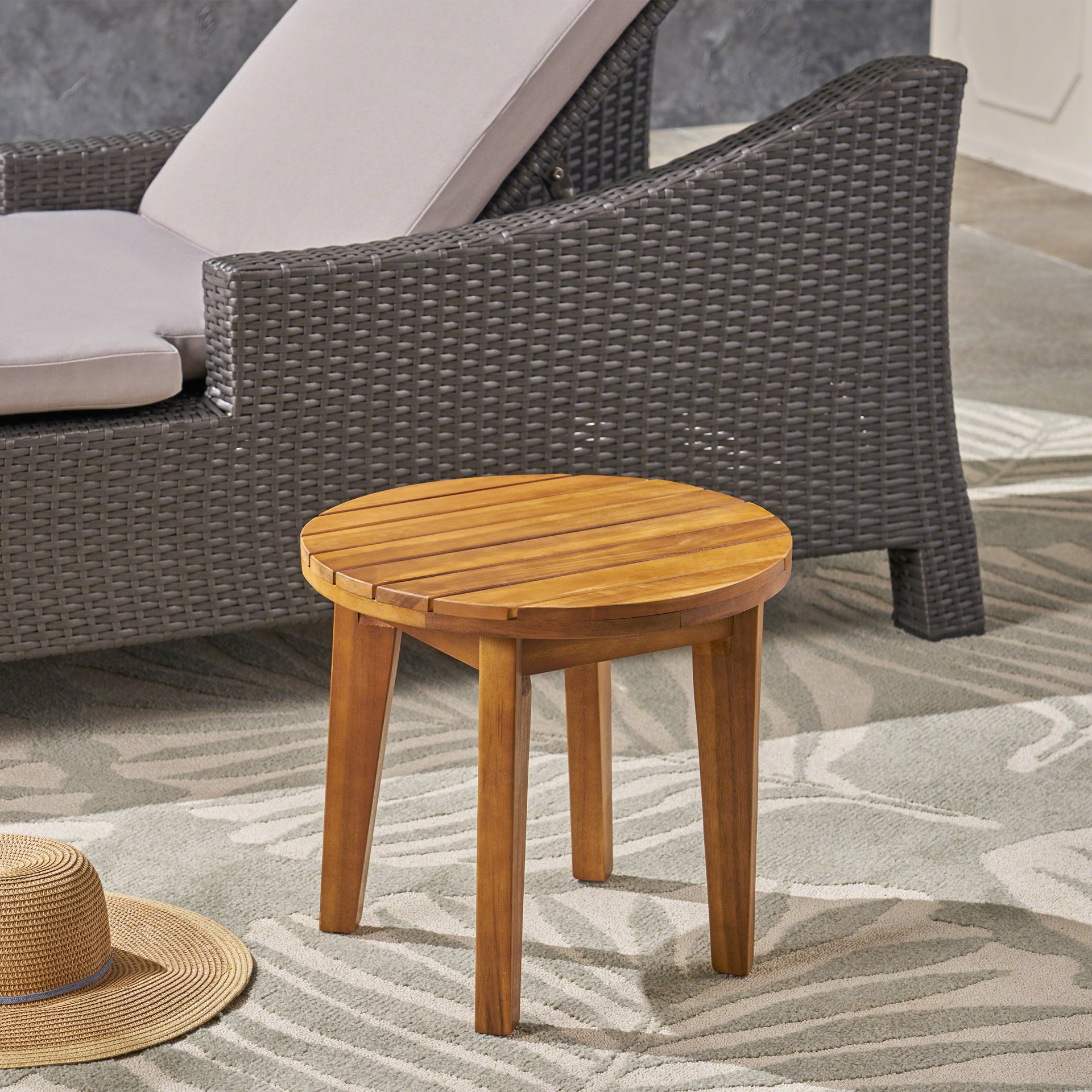 Outdoor Side Table With Weather Resistance - Teak - Image 4