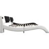 King Size Upholstered Platform Bed Frame With LED Lighting, Bluetooth Connection To Play Music Control, Backrest Vibration Massage, Curve Design, Wood Slat Support, Exhibited Speakers - White - Image 5