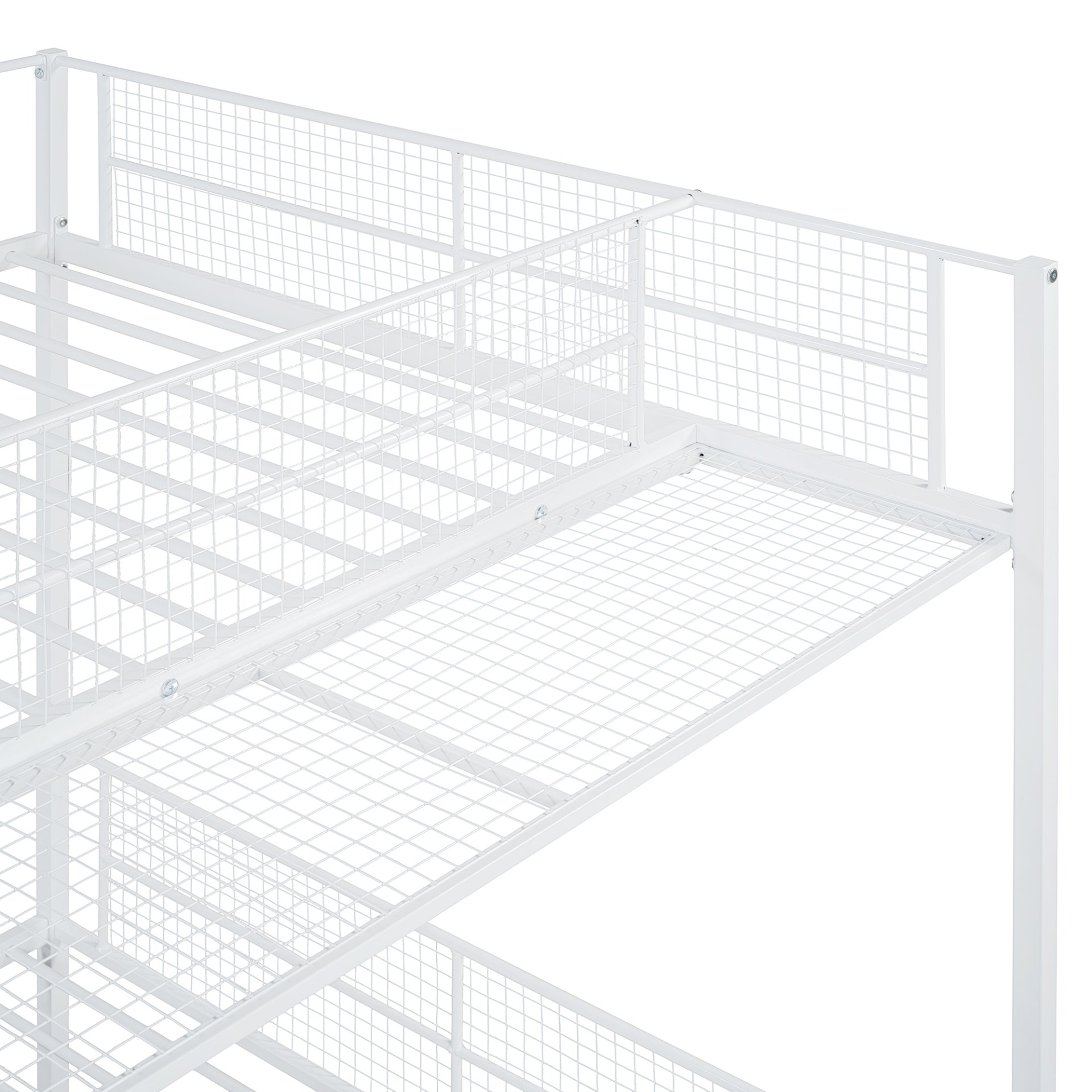 Twin Over Full Bunk Bed With 5 Tier Shelves - White - Image 14