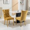 Nikki - Modern, High-End Tufted Solid Wood Contemporary Velvet Upholstered Dining Chair With Golden Stainless Steel Plating Legs, Nailhead Trim (Set of 2) - Gold - Image 14