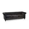 Chesterfield Style 3 Seater Sofa With Deep Button Tufting - Black - Image 5