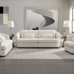 Mariko - Linen 3 Pieces Living Room Set - Beige