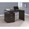 Sleek Office Desk With 2 Drawers Reversible - Cappuccino - Image 2