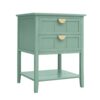 2 Drawer Side Table, American Style, End Table, Suitable For Bedroom, Living Room, Study - Light Green - Image 7