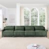 Ergonomic Chenille Four Seater Sofa With Lumbar Pillow Frame High Resilience Sponge - Green - Image 20