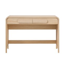 Modern Curved Waterfall Desk With Drawers - Oak