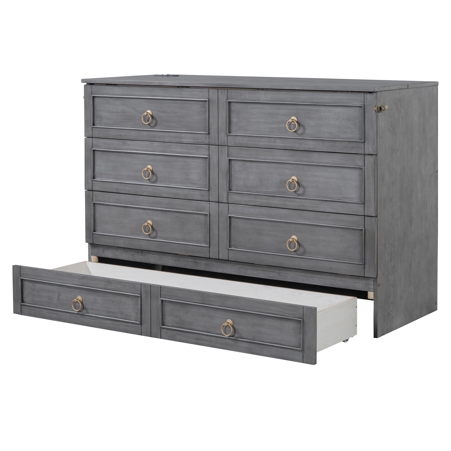 Queen Murphy Elegant Bed With Spacious Drawers - Gray - Image 17