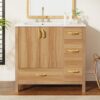 36" Bathroom Vanity, 2 Soft Close Doors, 4 Soft Close Drawers, Adjustable Shelf, Storage Cabinet - Acacia Wood - Image 2