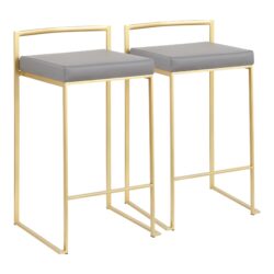 Fuji - Contemporary Counter Stool (Set of 2) - Gold / Gray