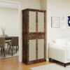4 Door Cabinet With 1 Drawer, With 4 Adjustable Inner Shelves, Storage Cabinet - Natural - Image 4