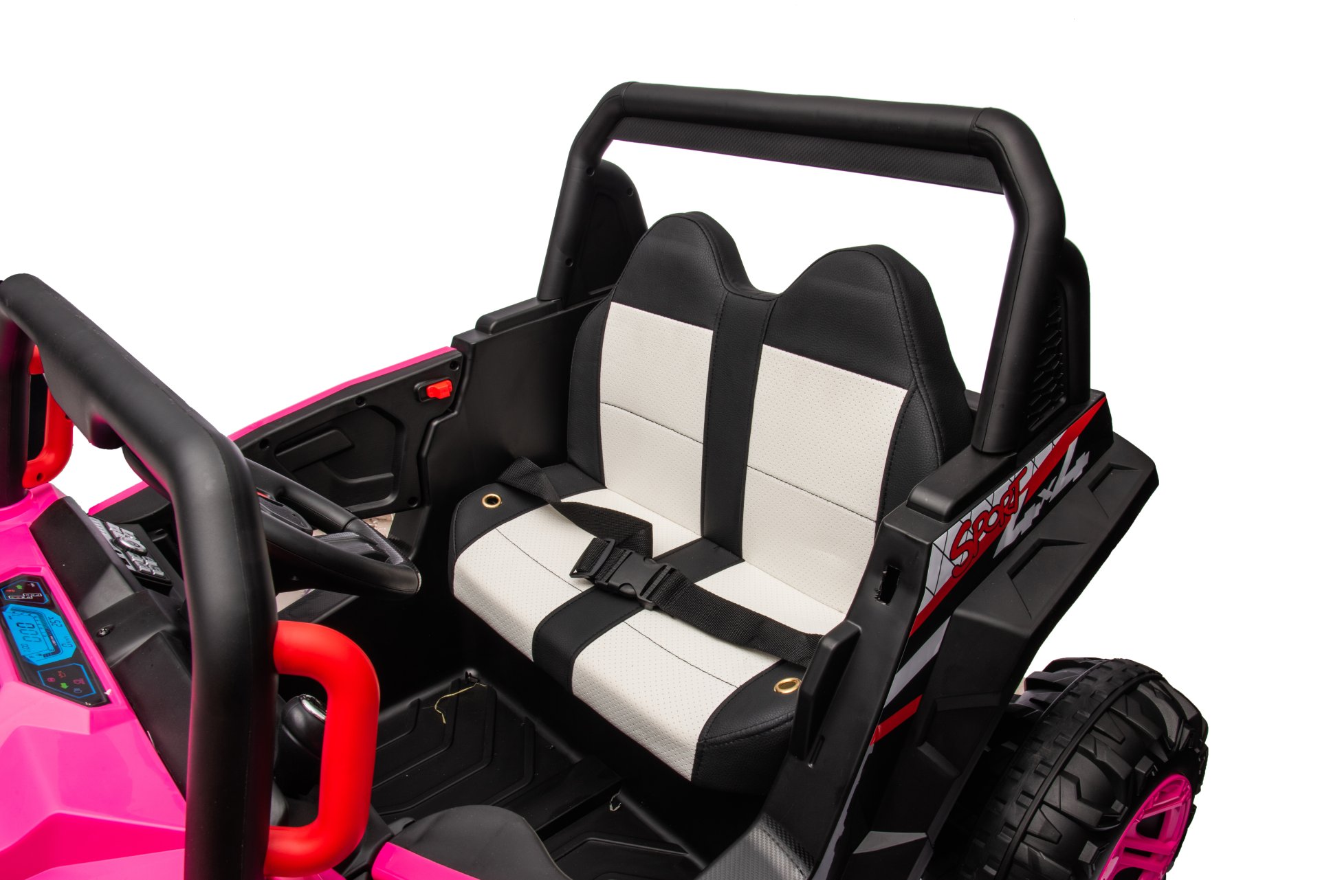 12V7A*1 30W*4 Four-Wheel Drive Leather Seat One Button Start, Forward And Backward, High And Low Speed, Music, Front Light, Power Display, Two Doors Can Open, 2.4G R / C, Seat Belt Four Wheel Absorber - Pink - Image 21