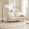 Mid Century Modern Loveseat Sofa, 2 Seater With USB & Removable Pillow Cover - Camel - Image 2