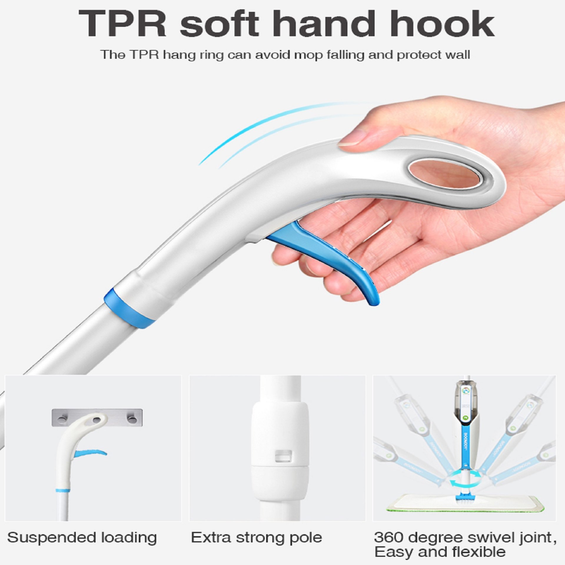 Superfine Fiber Washable Mat Spray Mop With 300Ml Reusable Bottle For Various Floors - Blue - Image 8