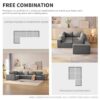 Modular L Shaped Sectional Sofa, Luxury Floor Couch Set, Upholstered Indoor Furniture, Foam - Filled Sleeper Sofa Bed 5 Pieces Free Combination - Gray - Image 17