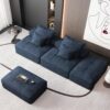 Modern Oversized Modular Sectional Sofa With 2 Ottoman And 2 Seat, Sparkling Chenille Fabric Soft Cushion Sofa With 4 Pillows, 4 Pieces Diy Combination Tufted Sofa, No Assembly Required - Blue - Image 10