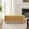 Melinda - Oval Tufted Bullion Fringe Storage Bench - Gold - Image 7