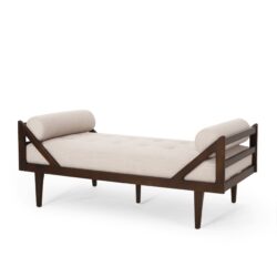 Modern Chaise Lounge With Button Tufting And Bentwood Structure - Beige