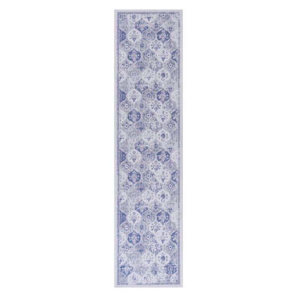 Maval - 2'6'' X 10' Washable Runner Rug - Blue