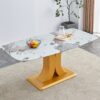 Modern Minimalist Dining Table With Imitation Marbled Glass Top And Legs For Kitchen And Living Room - Gold - Image 2
