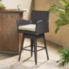 Outdoor Modern Rattan Swivel Barstool With Tapered Legs - Beige / Multibrown - Image 4