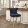 Carson - Counter Stool With Swivel Seat, Wingback - Navy - Image 2