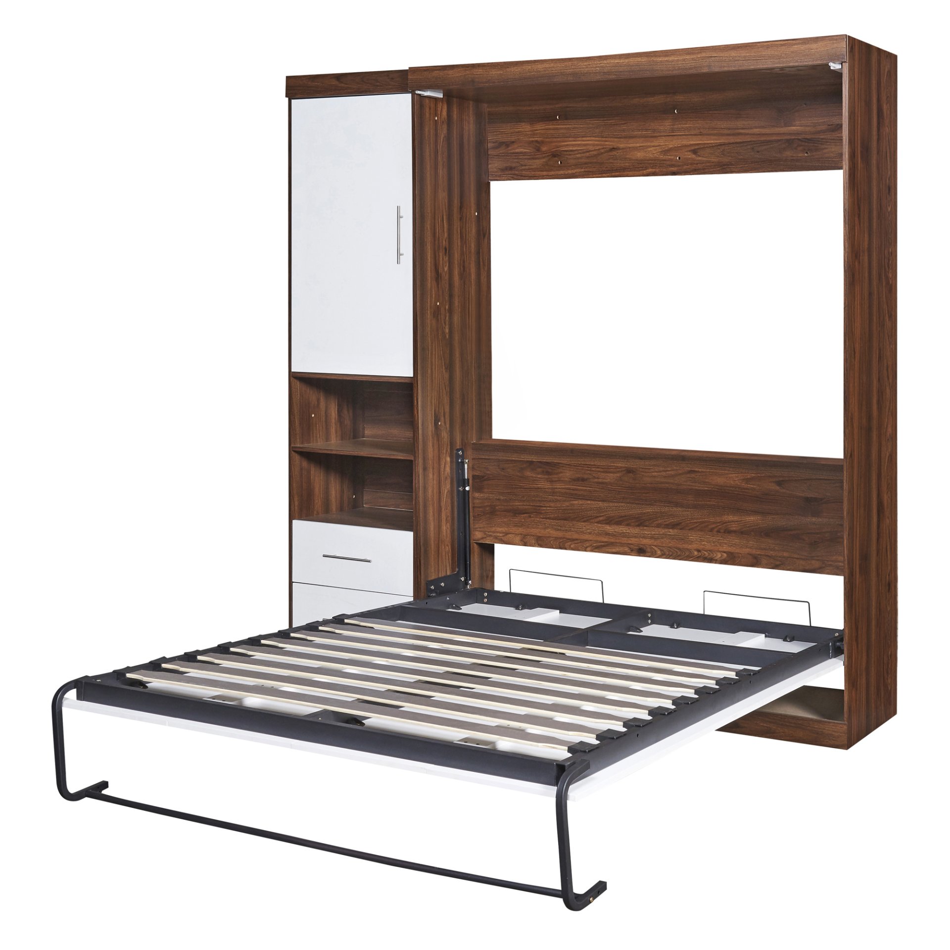 Full Size Murphy Wall Bed With Cabinet - White - Image 3