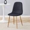 Luxury Simple Chair (Set of 4) Linen Cotton High Resilience Dining Chair With Metal en Legs - Black / Gold - Image 9