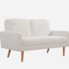 Loveseat Sofa, European Style With Sleek Design, Modern & Vintage Flair, Upholstered 2 Seater Couch - Ivory - Image 2