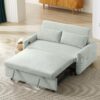 Pull Out Sofa Bed Convertible Couch 2 Seat Loveseat Sofa Modern Sleeper Sofa With 2 Throw Pillows And USB Ports For Living Room - Light Gray Green - Image 2