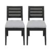 Patio Armless Dining Chair With Laid Back Slat Panel Design - Light Gray - Image 5