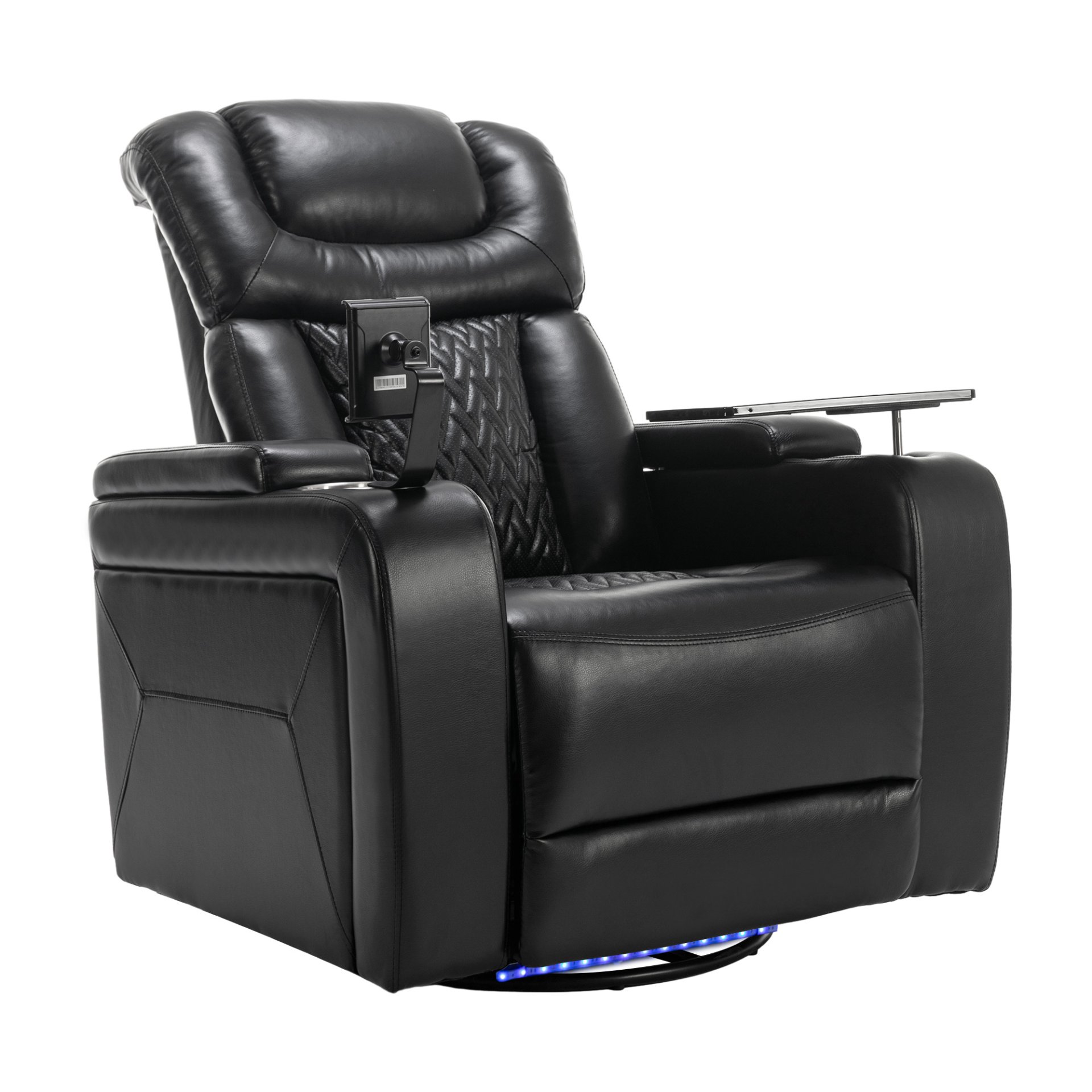 Home Theater Recliner With 270 Degree Swivel, Tray Table, Phone Holder, Cup Holder & USB Port - Black - Image 11