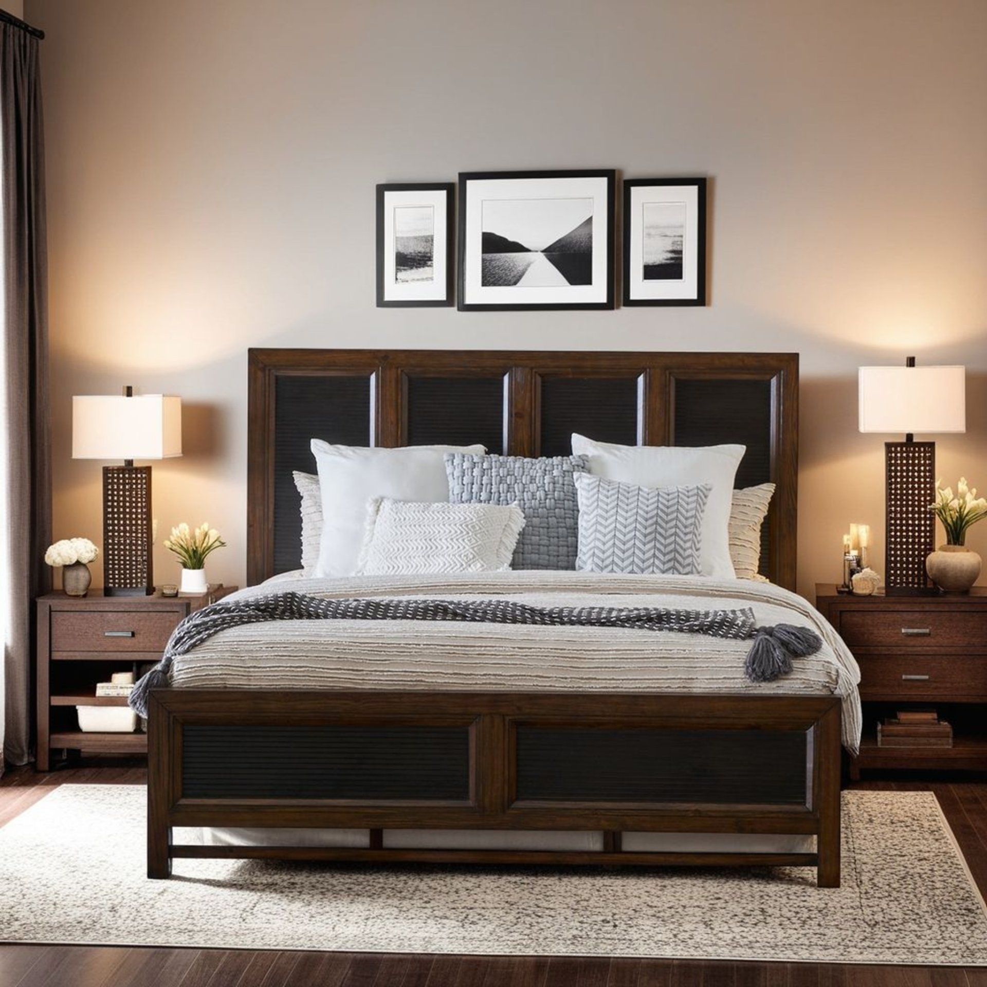 Branson - King Size Panel Bed, Two Tone - Brown - Image 2