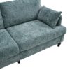 Modern Style Chenille 2 Seater Wood Legged Sofa With LED Light, USB Charging Port And Storage Bag - Lake Blue - Image 21