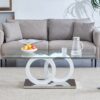 Contemporary Style Glass Top Coffee Table With White Base Suitable For Living Rooms And Lounge Areas - White - Image 5