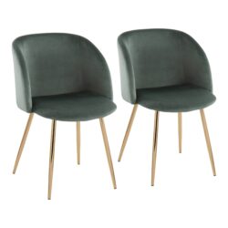 Fran - Contemporary Chair (Set of 2) - Gold / Sage Green
