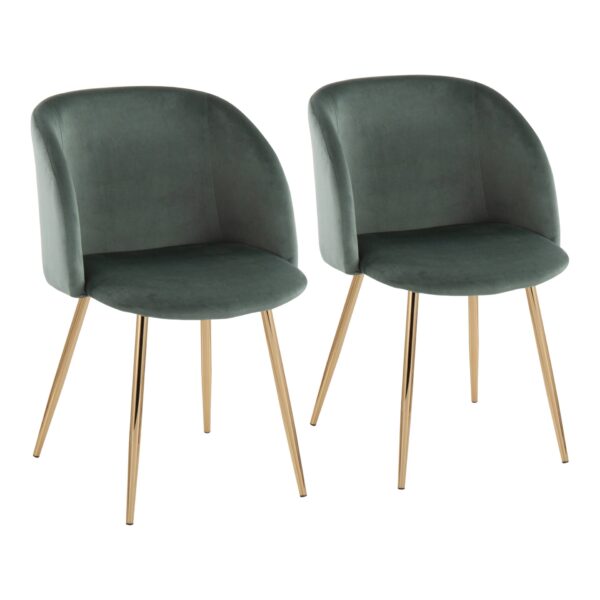 Fran - Contemporary Chair (Set of 2) - Gold / Sage Green