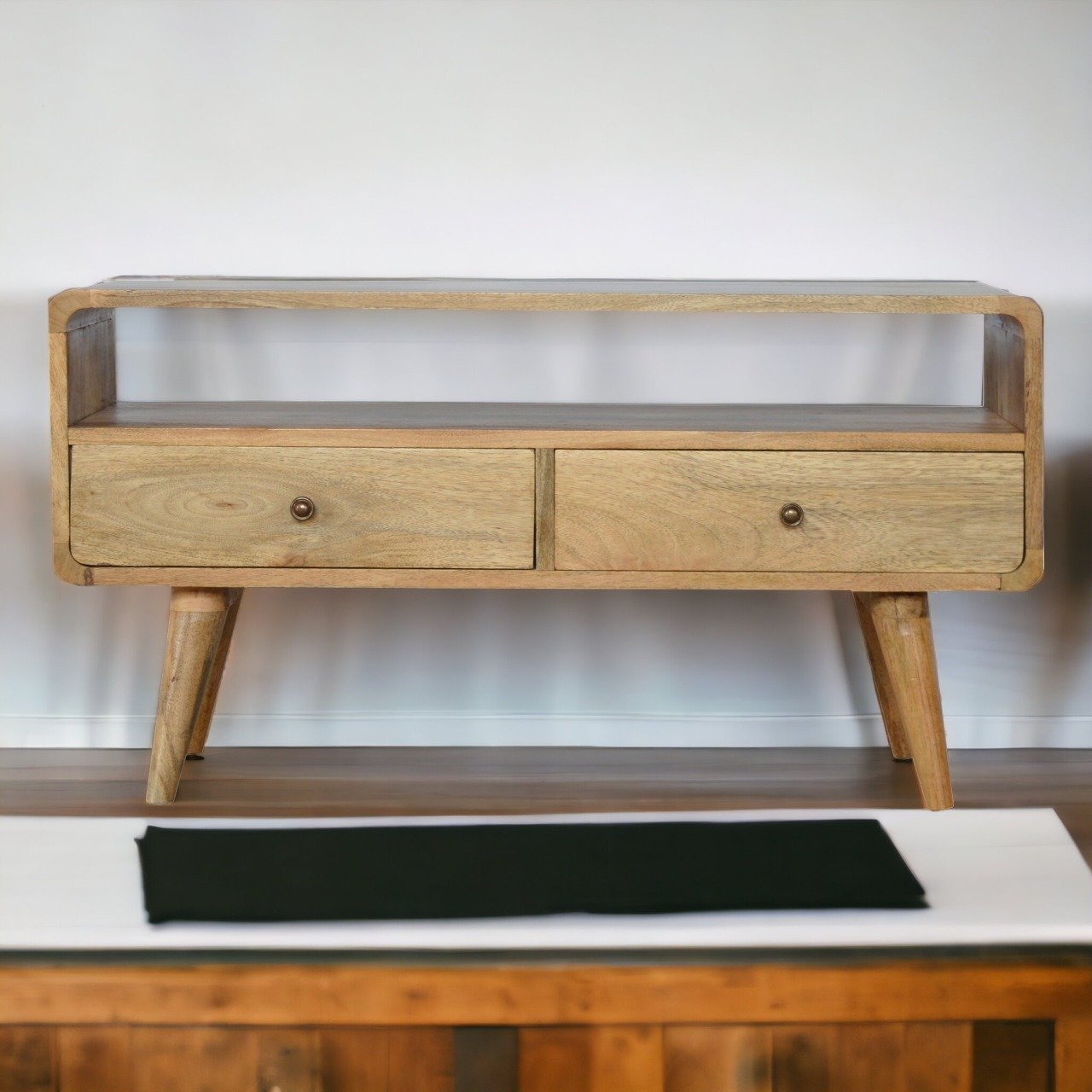 Curved Media Unit - Oak - Image 8