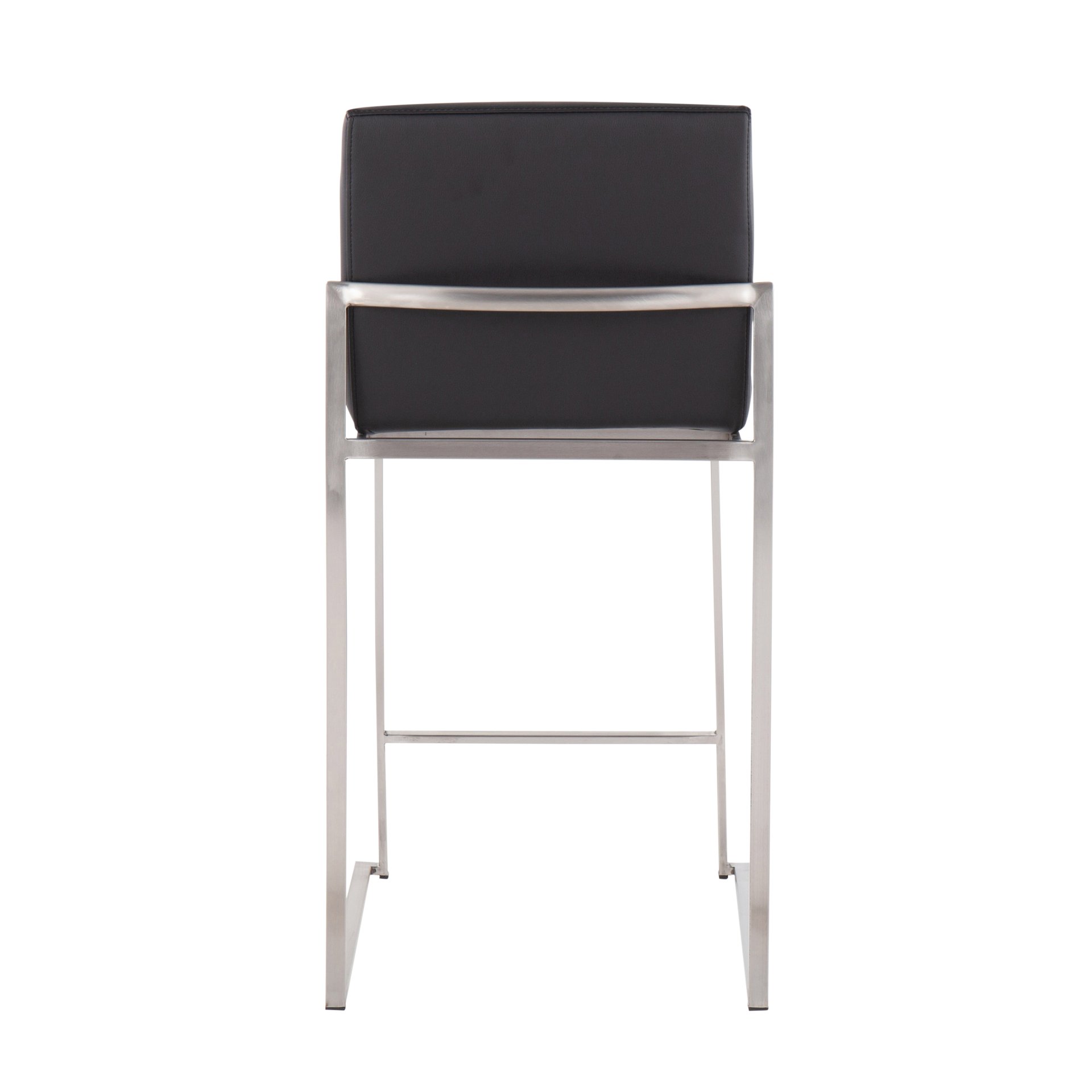 Fuji - Contemporary, High Back Barstool (Set of 3) - Black - Image 5