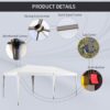 Outsunny - 10' x 19.2' Pop Up Canopy Tent, Heavy Duty Tent For Parties, Outdoor Instant Gazebo Sun Shade Shelter With Carry Bag For Catering, Events, Wedding, Backyard Bbq - White - Image 6