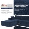 2 Pices Free Combination Minimalist Style Modular Sectional, Wrinkle Resistant Couch Set L Shaped Compressed Sofa For Living Room - Dark Blue - Image 21