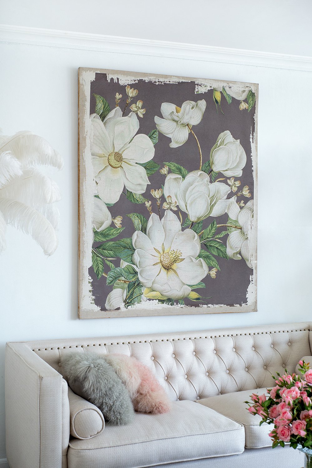 Large Botanical Wall Art Prints, Home Decor For Living Room Dining Room Bedroom Hallway - White / Gray - Image 9