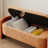 Ottoman Oval Storage Bench, 3D Lamb Fleece Bench With Large Storage Space For The Living Room, Entryway And Bedroom - Brown - Image 6