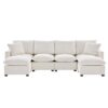 Modern U-Shape Modular Sofa, 6 Seat Chenille Sectional Couch Set With 2 Pillows Included, Freely Combinable Indoor Funiture - White - Image 26