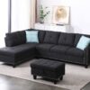 Alger - 98" Wide Left Hand Facing Sofa & Chaise With Ottoman - Charcoal Gray - Image 2