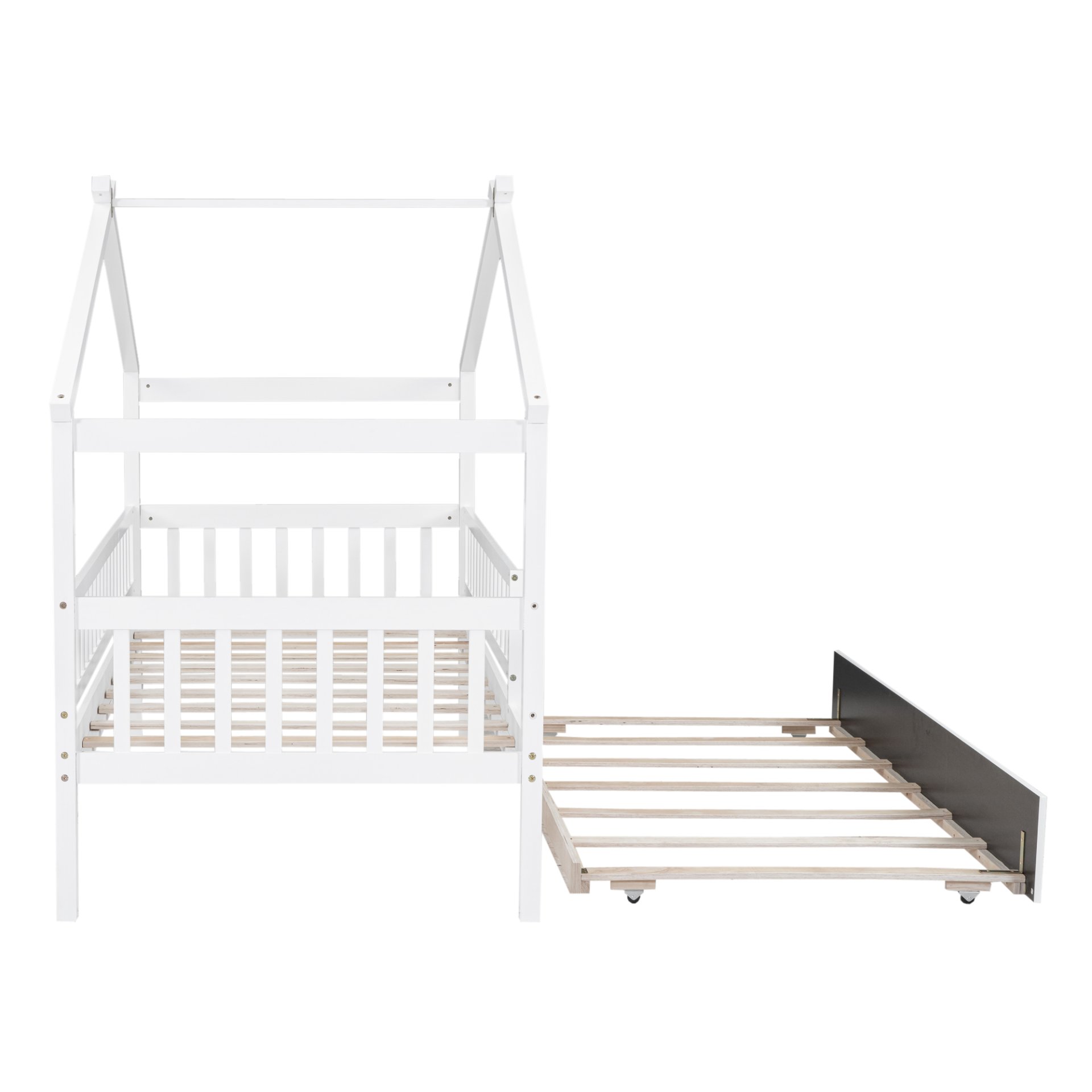 Twin Size House Bed & Twin Size Trundle - White - Image 9