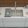 Modern Double Bowl Undermount Sink 60 / 40 Design With 10" Deep Basins In Stainless Steel - White - Image 2